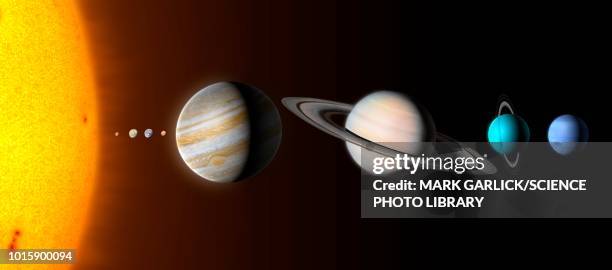 solar system planets, illustration - saturn stock-grafiken, -clipart, -cartoons und -symbole