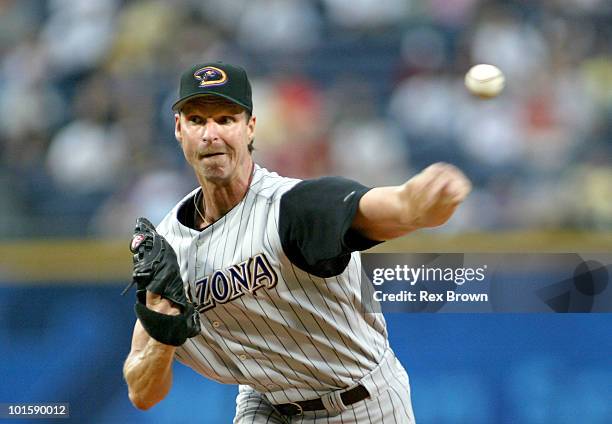 Arizona's Randy Johnson becomes the oldest pitcher to throw a perfect game at 40 as he completed the task against the Braves May 18 at Turner Field,...