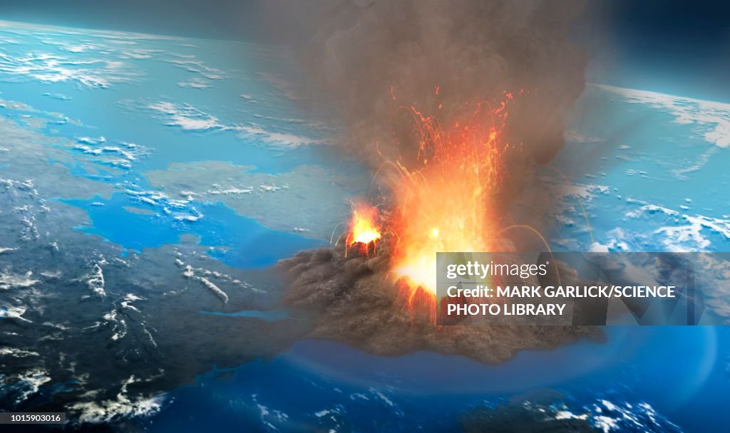 Supervolcano erupting, illustration