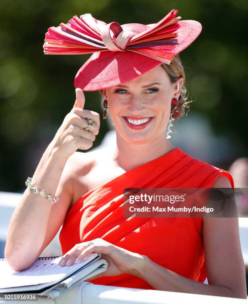 Racing presenter Francesca Cumani attends day 3 'Ladies Day' of the Qatar Goodwood Festival 2018 at Goodwood Racecourse on August 2, 2018 in...