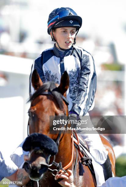 Lady Alice Manners seen in the parade ring before riding in the 'Magnolia Cup' ladies charity race on day 3 'Ladies Day' of the Qatar Goodwood...