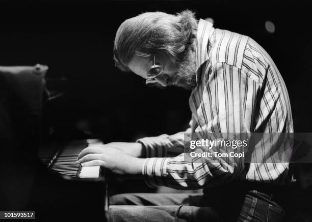 Jazz pianist Bill Evans iperforms live in 1980 in San Francisco, California.