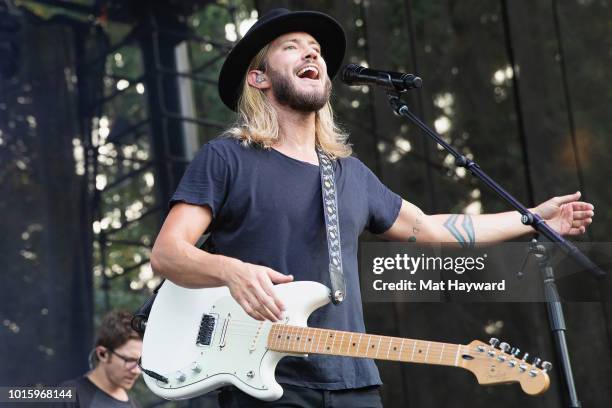 Trevor Terndrup of Moon Taxi performs on stage during Summer Camp hosted by 107.7 The End at Marymoor Park on August 12, 2018 in Redmond, Washington.