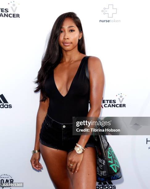 April Jones attends the 5th annual Athletes vs Cancer Celebrity Flag Football Game on August 12, 2018 in Los Angeles, California.