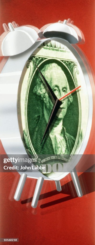 ALARM CLOCK WITH COLLAGED BILL