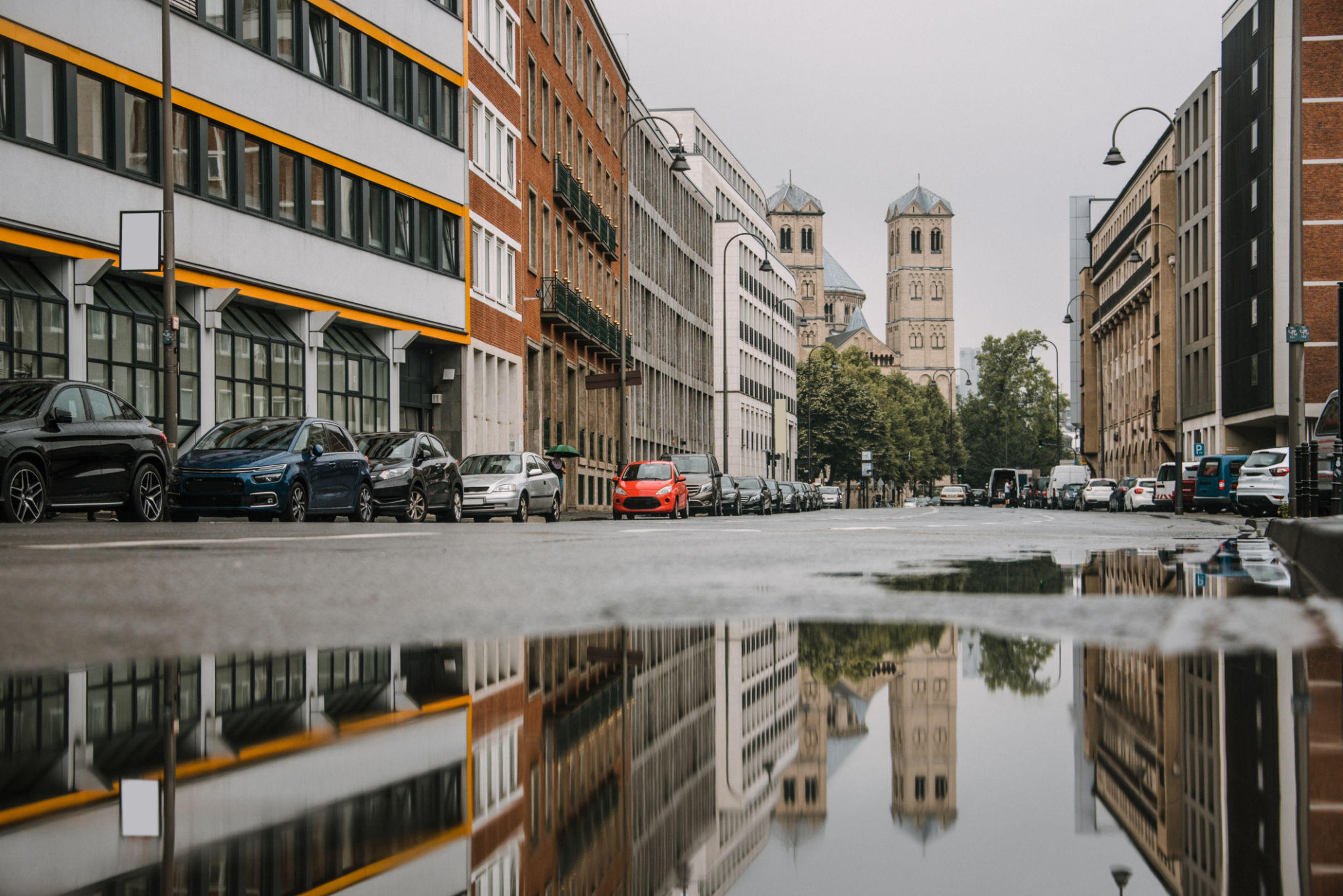 Street and reflection in Cologne Street and reflection in Cologne