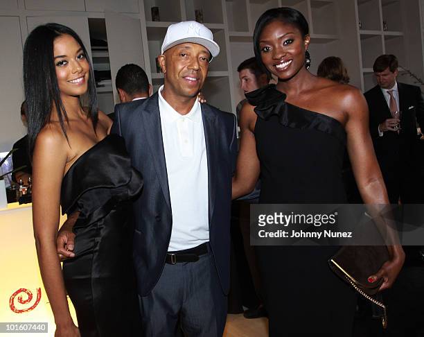 Stefania Fernandez, Russell Simmons and Lola Ogunnaike attend the 7th annual Wayuu Taya Foundation Gala at the Stephen Weiss Studio on June 3, 2010...