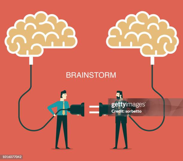 brainstorming - businessmen - cable installation stock illustrations