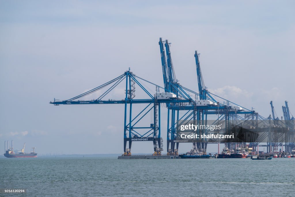 View of Northport of Port Klang, Malaysia. One of the largest multi-purpose ports of its kind in the national ports system offering dedicated facilities and services to handle wide variety of cargoes.