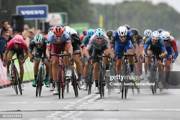 Arrival / Sprint / Fabio Jakobsen of Netherlands and Team Quick Step Floors / Marcel Kittel of Germany and Team Katusha-Alpecin / Kristoffer...