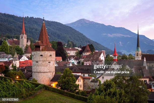 skyline, zug, switzerland - zug stock pictures, royalty-free photos & images