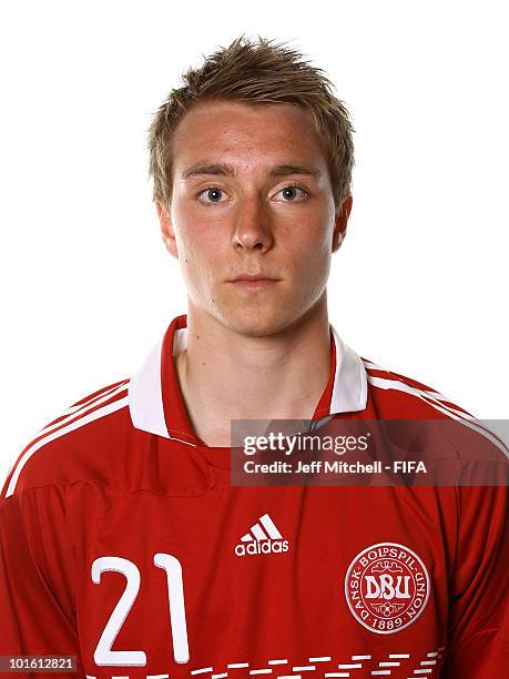 Christian Eriksen of Denmark poses during the official FIFA World Cup 2010 portrait session on June 3, 2010 in Johannesburg, South Africa.