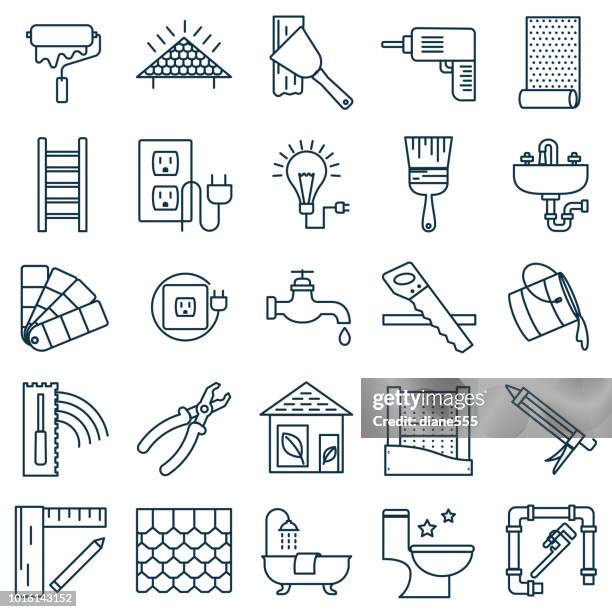 ilustrações, clipart, desenhos animados e ícones de fina linha home improvement ícone diy - plumber