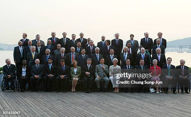Finance Ministers attend the G20 Finance and Central Bank Governors attand photo session before their meeting on June 4, 2010 in Busan, South Korea....