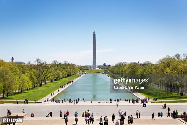 the washington monument in washington dc - reflecting pool stock pictures, royalty-free photos & images