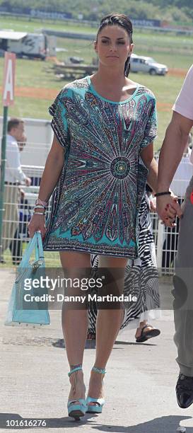 Katie Price aka Jordan attends the Investec Ladies Day at Epsom Downs on June 4, 2010 in Epsom, England.