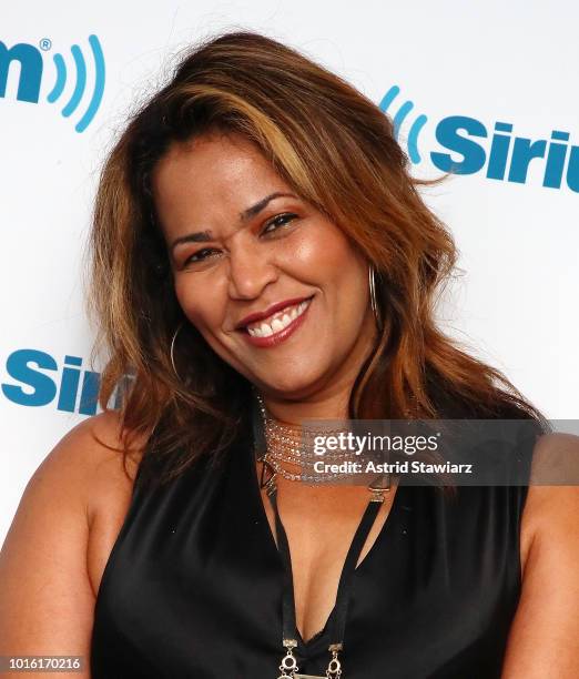 Singer Judy Torres visits the SiriusXM studios on August 13, 2018 in New York City.