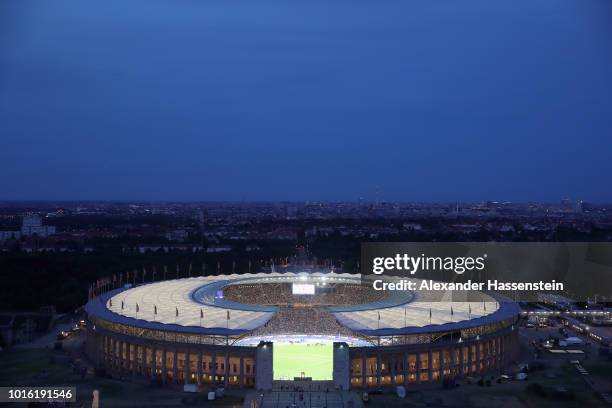 General view of the Olympiastadion during day six of the 24th European Athletics Championships at Olympiastadion on August 12, 2018 in Berlin,...