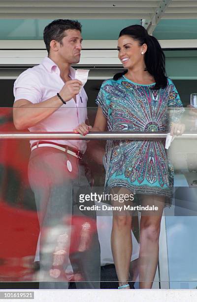 Katie Price aka Jordon and Alex Reid attend the Investec Ladies Day at Epsom Downs on June 4, 2010 in Epsom, England.
