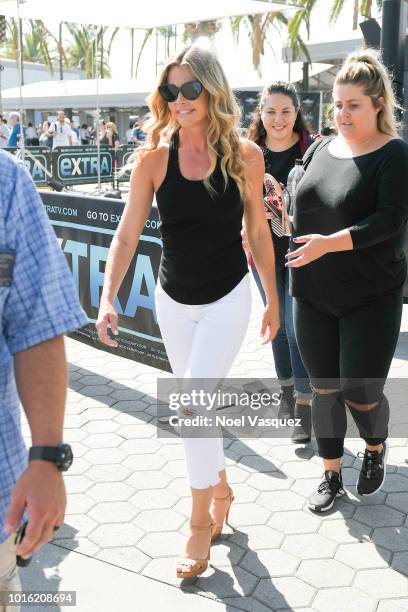 Denise Richards visits "Extra" at Universal Studios Hollywood on August 13, 2018 in Universal City, California.