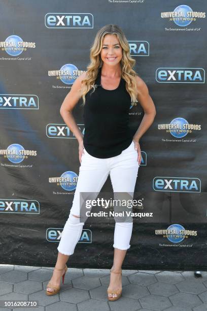 Denise Richards visits "Extra" at Universal Studios Hollywood on August 13, 2018 in Universal City, California.