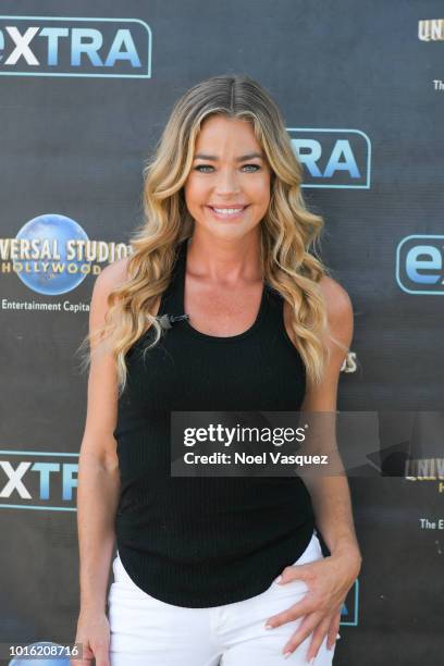 Denise Richards visits "Extra" at Universal Studios Hollywood on August 13, 2018 in Universal City, California.