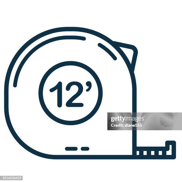 thin line home improvement diy icon - tape measure stock illustrations