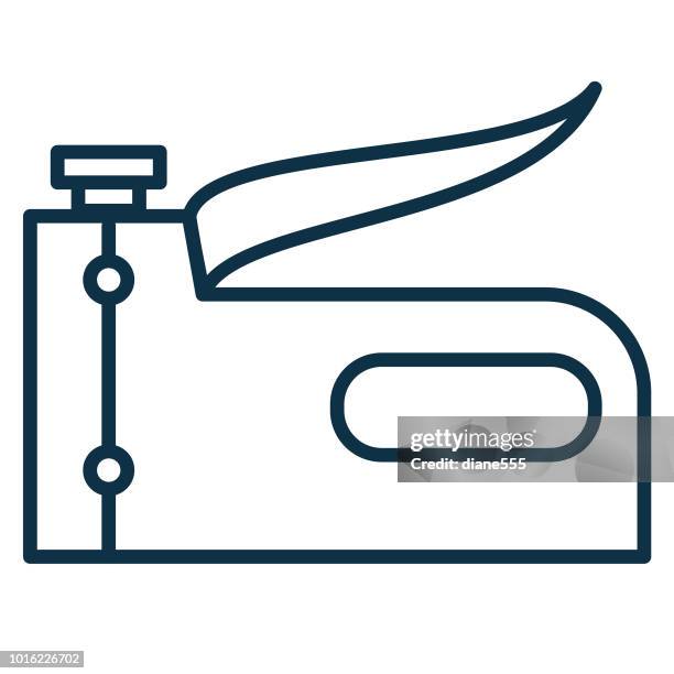 thin line home improvement diy icon - stapler stock illustrations