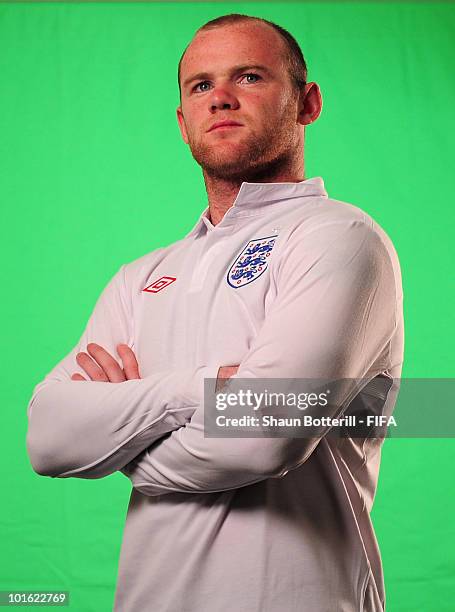 Wayne Rooney of England poses for the FIFA TV during the FIFA portrait session on June 4, 2010 in Rustenburg, South Africa.