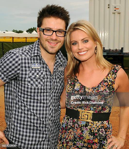 Singer/Songwriter Danny Gokey and FOX National TV Personility Courtney Friel backstage during the 2010 BamaJam Music & Arts Festival at the corner of...