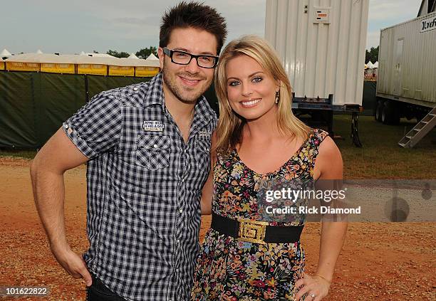 Singer/Songwriter Danny Gokey and FOX National TV Personility Courtney Friel backstage during the 2010 BamaJam Music & Arts Festival at the corner of...