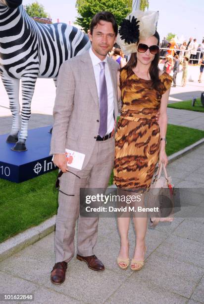 Dougray Scott and Claire Forlani attend the Investec Derby Day Lunch during Investec Ladies Day at Epsom Races on June 4, 2010 in Epsom, England.