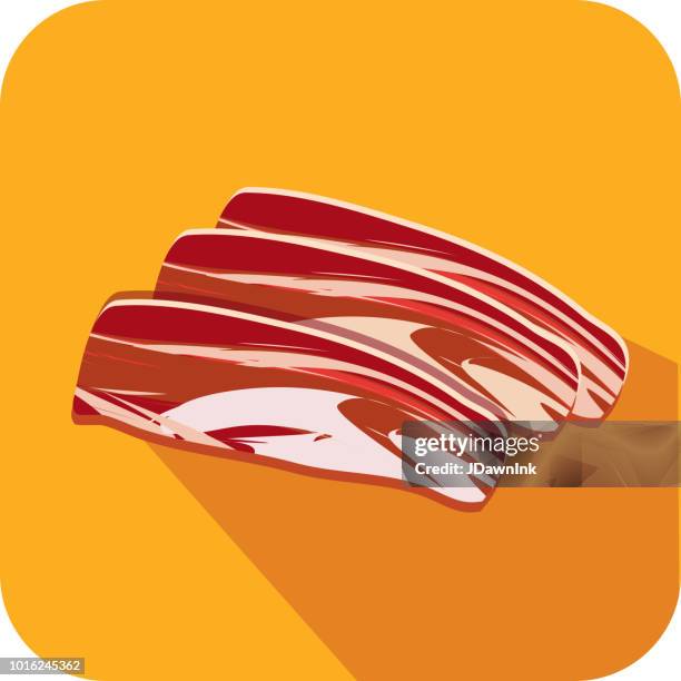 deli meat cuts bacon slices flat design themed icon with shadow - bacon bits stock illustrations