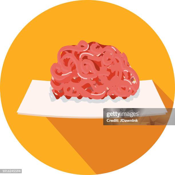 deli meat cuts pound of ground chuck flat design themed icon with shadow - minced stock illustrations