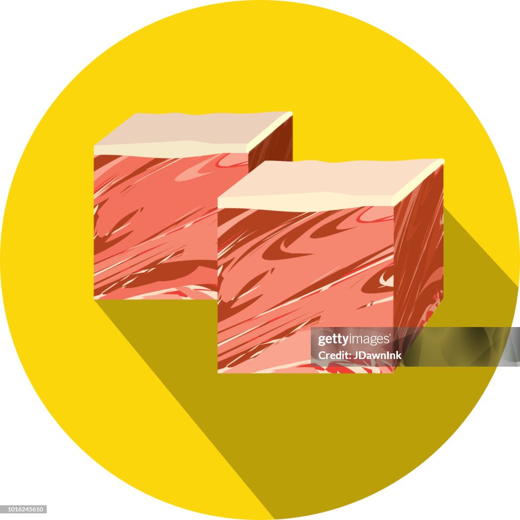 Deli meat cuts kobe Flat Design themed Icon with shadow
