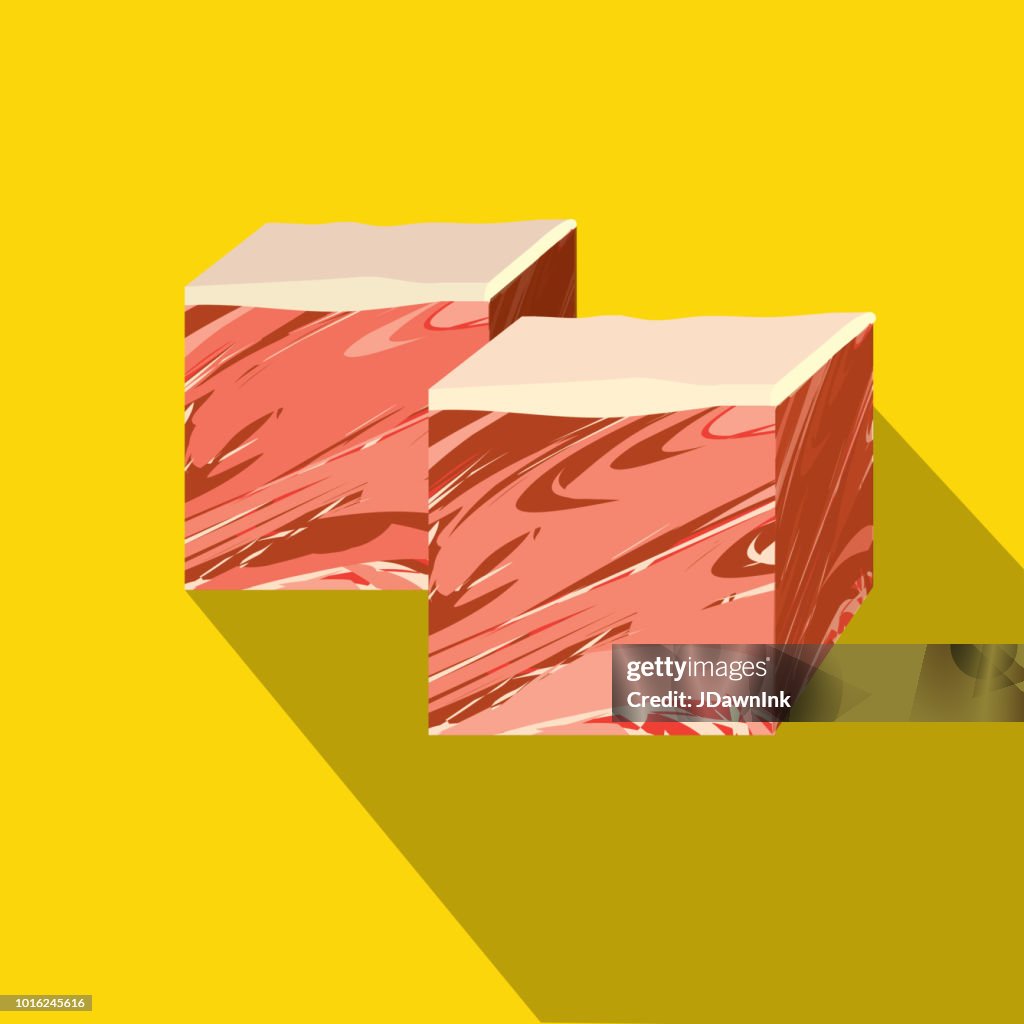 Deli meat cuts kobe Flat Design themed Icon with shadow