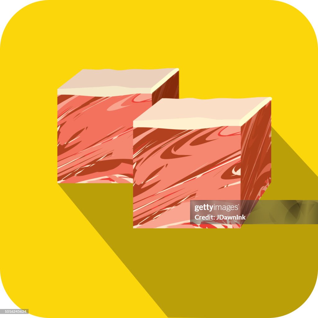 Deli meat cuts kobe beef Flat Design themed Icon with shadow