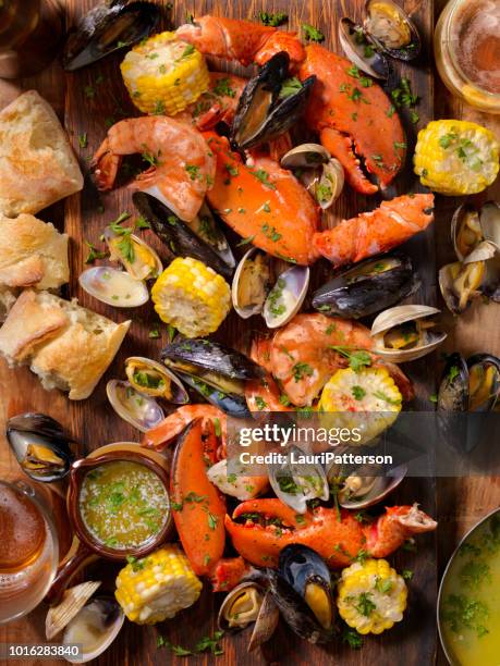 shellfish feast - seafood stock pictures, royalty-free photos & images