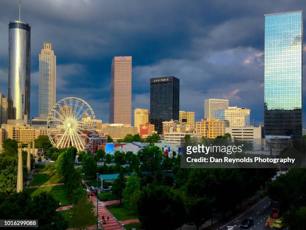 atlanta downtown at sunset - atlanta georgia tourist attractions stock pictures, royalty-free photos & images