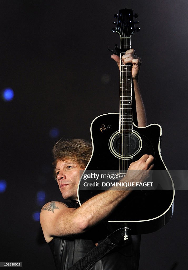 US singer Jon Bon Jovi performs during t