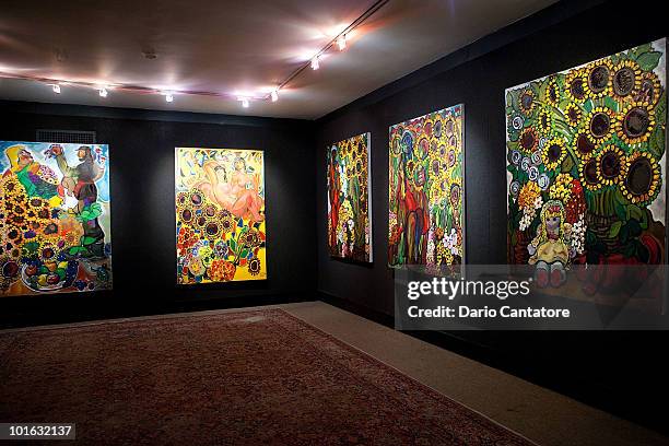 General view of Zurab Tsereteli's paintings at The National Arts Club Medal Of Honor Dinner at The National Arts Club on June 4, 2010 in New York...