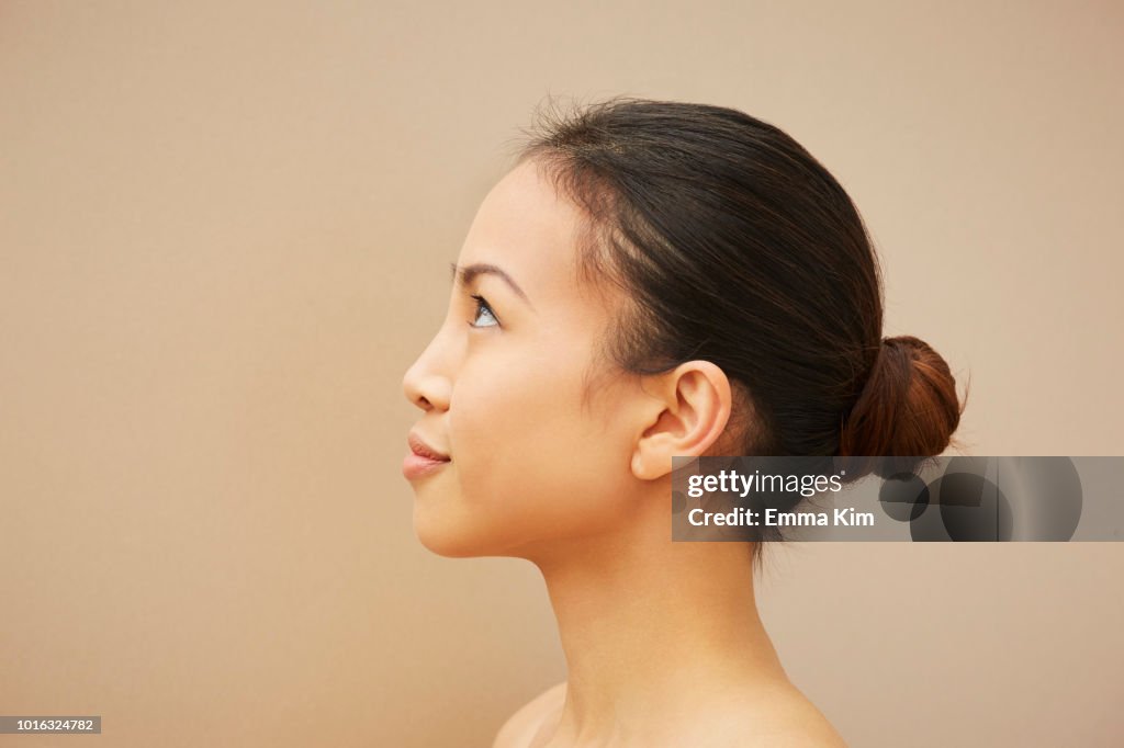 Woman with hair bun