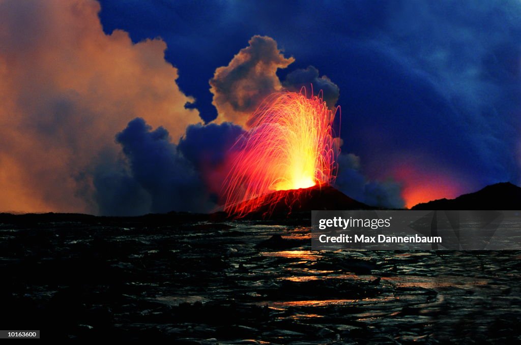 Hawaii, Volcano erupting.