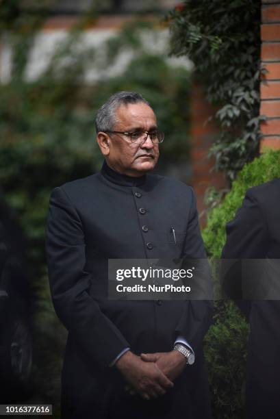 Portrait of Pakistani Ambassador for Nepal Mazhar Javed arrive during a special programme held on the eve of 71st Independence Day of Pakistan, at...