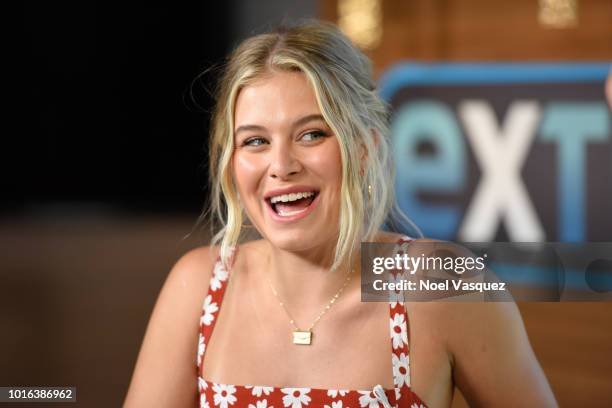 Tiera Skovbye visits "Extra" at Universal Studios Hollywood on August 13, 2018 in Universal City, California.