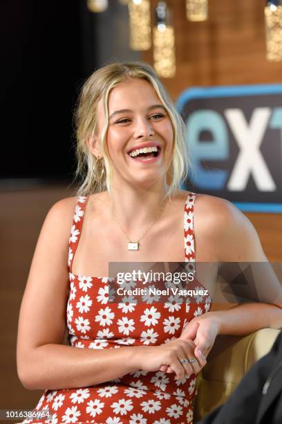 Tiera Skovbye visits "Extra" at Universal Studios Hollywood on August 13, 2018 in Universal City, California.