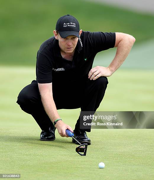 Stephen Gallacher of Scotland during the third round of the Celtic Manor Wales Open on the 2010 Course at the Celtic Manor Resort on June 5, 2010 in...