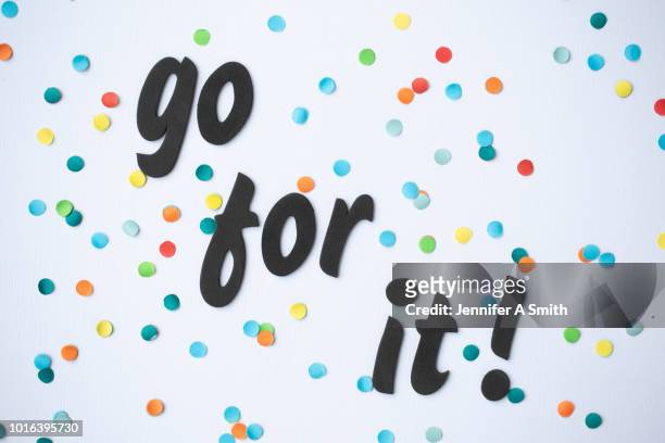go for it! - english letters on white background bildbanksfoton och bilder