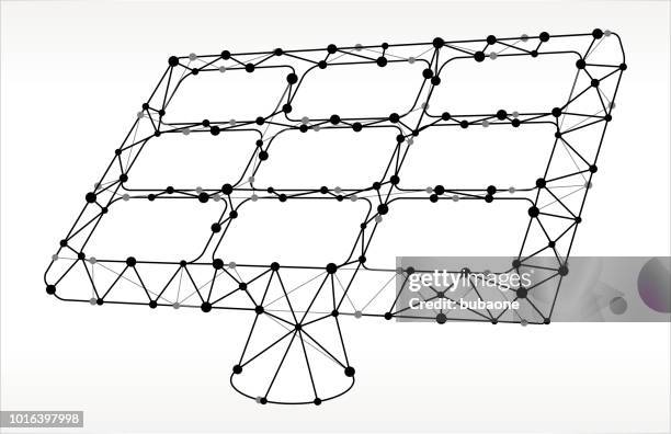 solar panel triangle node black and white pattern - solar panel worker stock illustrations