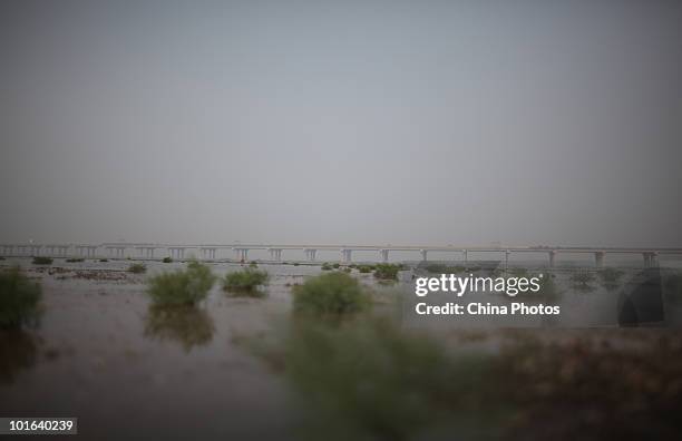 Land reclamation site is seen at the Tanggu Coastal Economic Zone on June 5, 2010 in Tanggu of Tianjin Municipality, China. From 2002 to 2009, China...